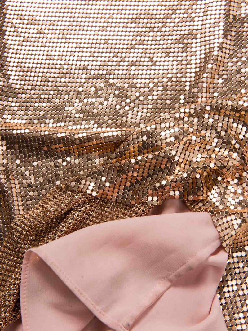 Alice Olivia Metal Mesh Mini Strap Dress Rose Gold-designer resale