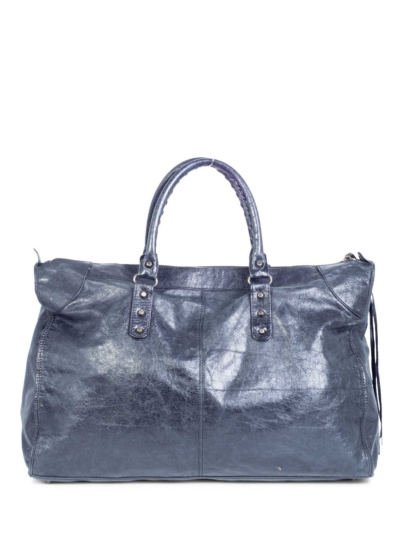 Balenciaga Distressed Leather Classic Hardware City Duffle Bag Black-designer resale