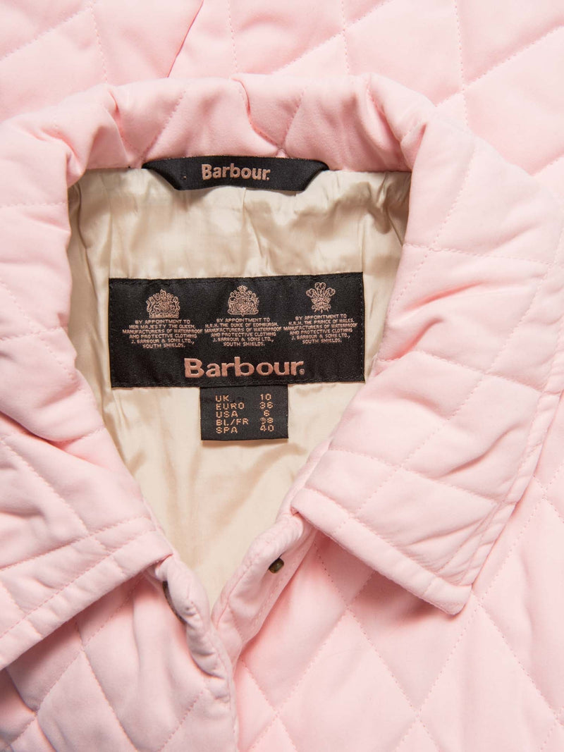 Barbour Logo Quilted Utility Jacket Light Pink-designer resale