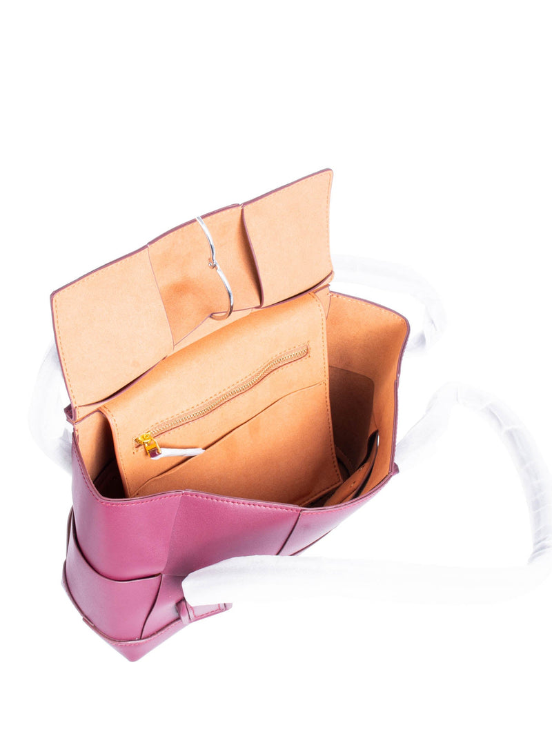 Bottega Veneta Intercciato Leather Arco Top Handle Bag Burgundy-designer resale