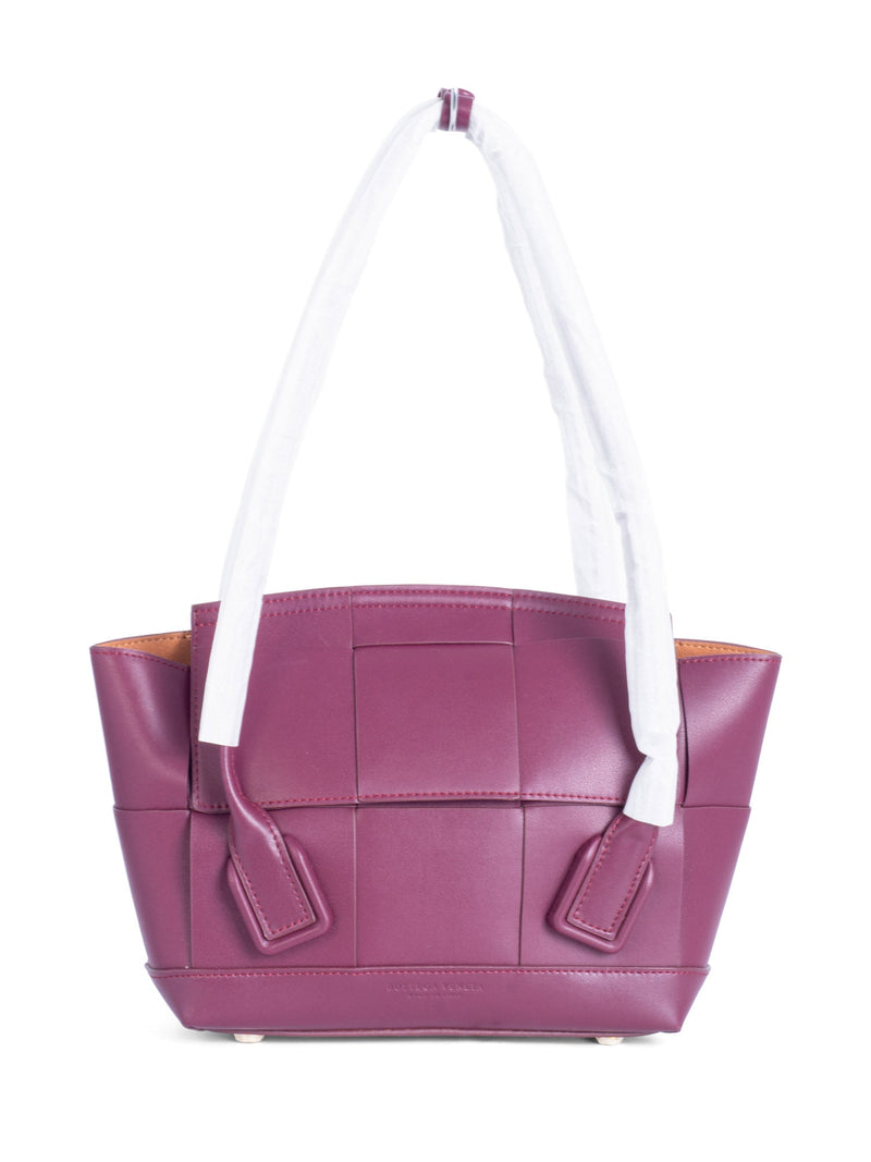 Bottega Veneta Intercciato Leather Arco Top Handle Bag Burgundy-designer resale