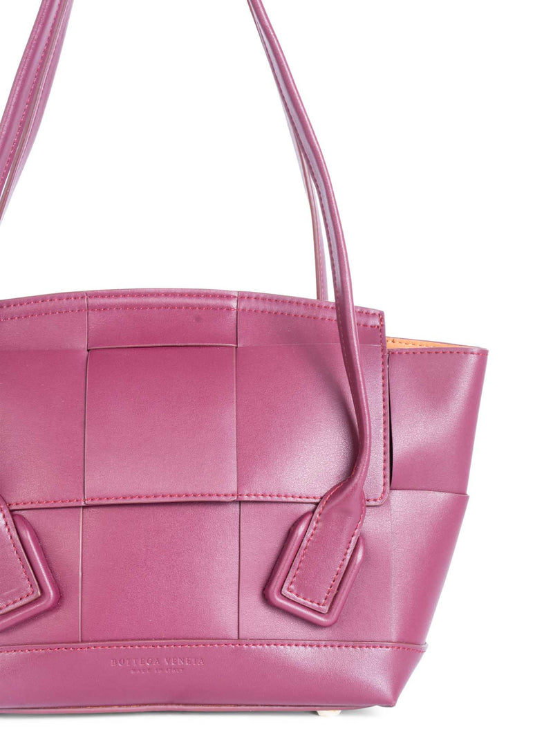 Bottega Veneta Intercciato Leather Arco Top Handle Bag Burgundy-designer resale