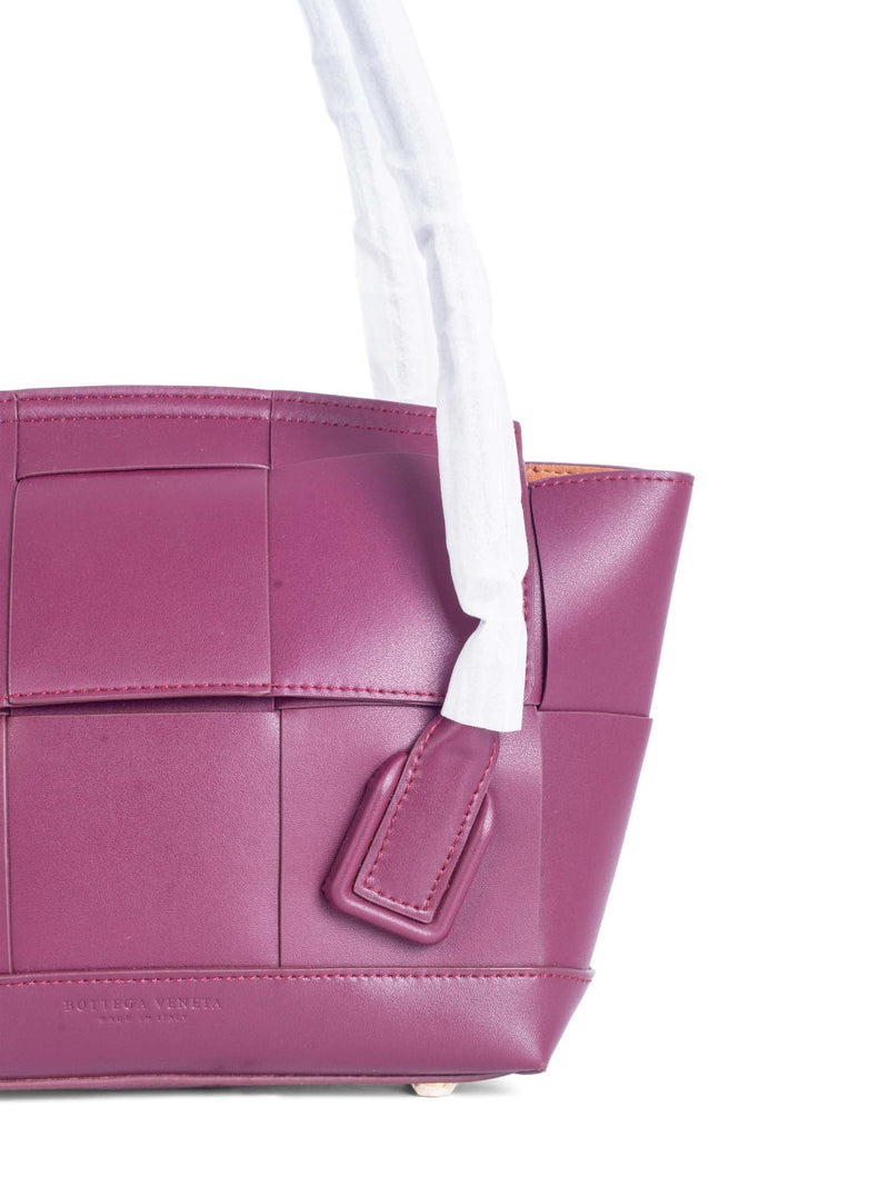 Bottega Veneta Intercciato Leather Arco Top Handle Bag Burgundy-designer resale