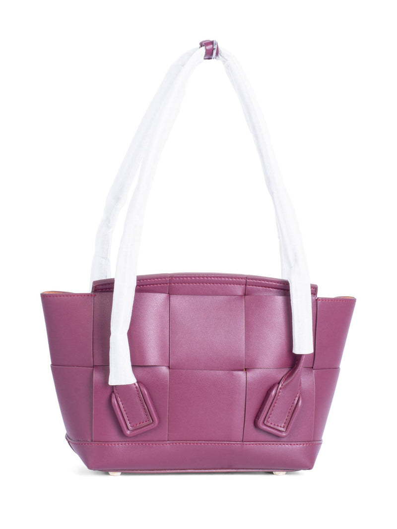 Bottega Veneta Intercciato Leather Arco Top Handle Bag Burgundy-designer resale