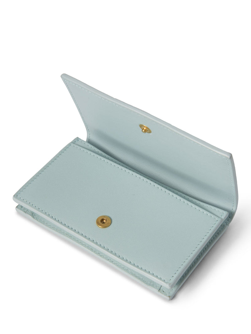 Bottega Veneta Leather Intercciato Wallet Mint Blue-designer resale