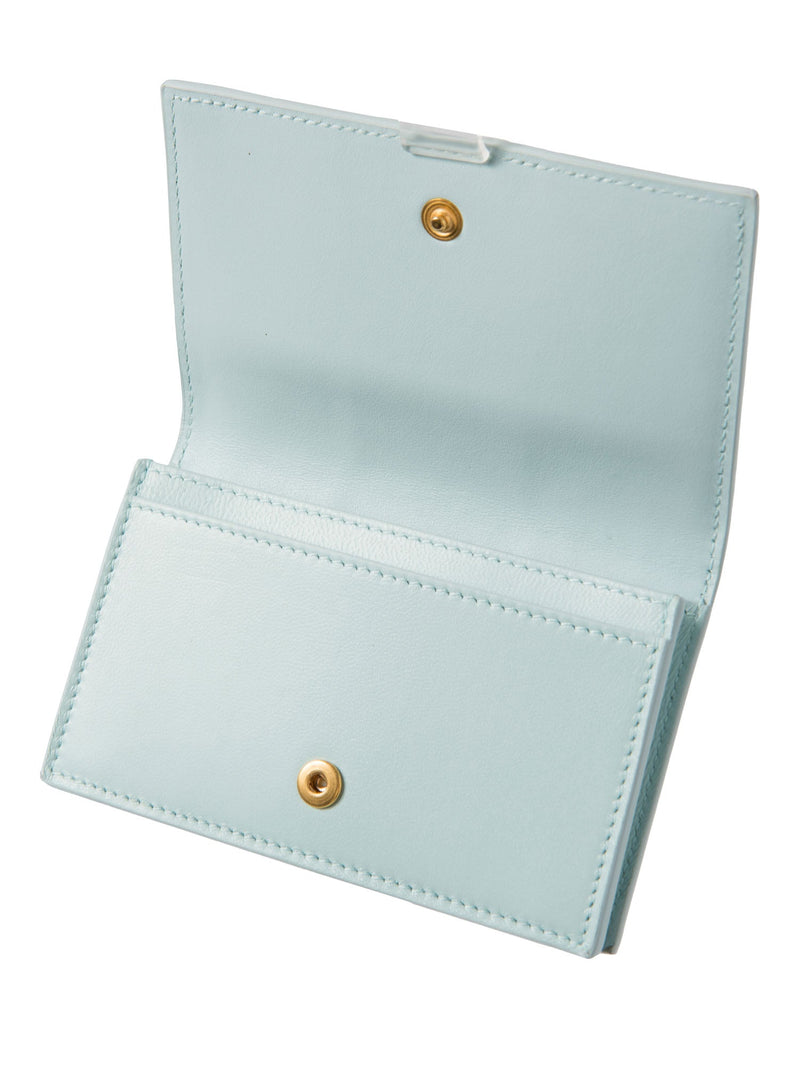 Bottega Veneta Leather Intercciato Wallet Mint Blue-designer resale