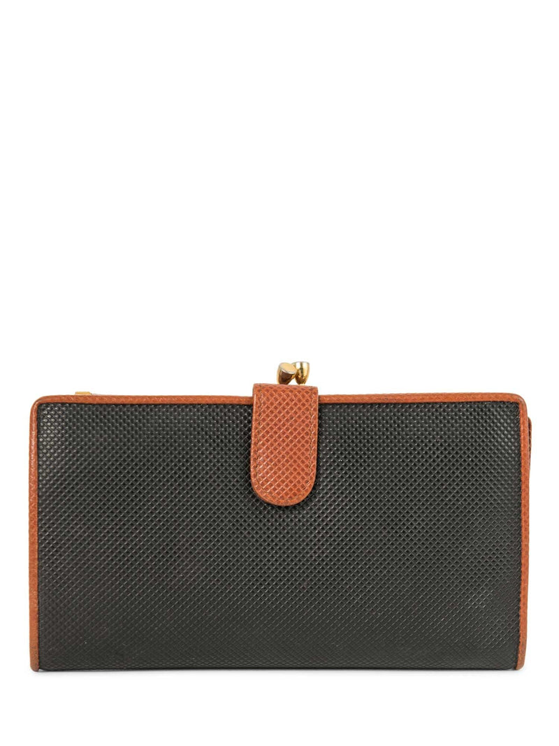 Bottega Veneta Leather Kisslock Wallet Black Brown-designer resale