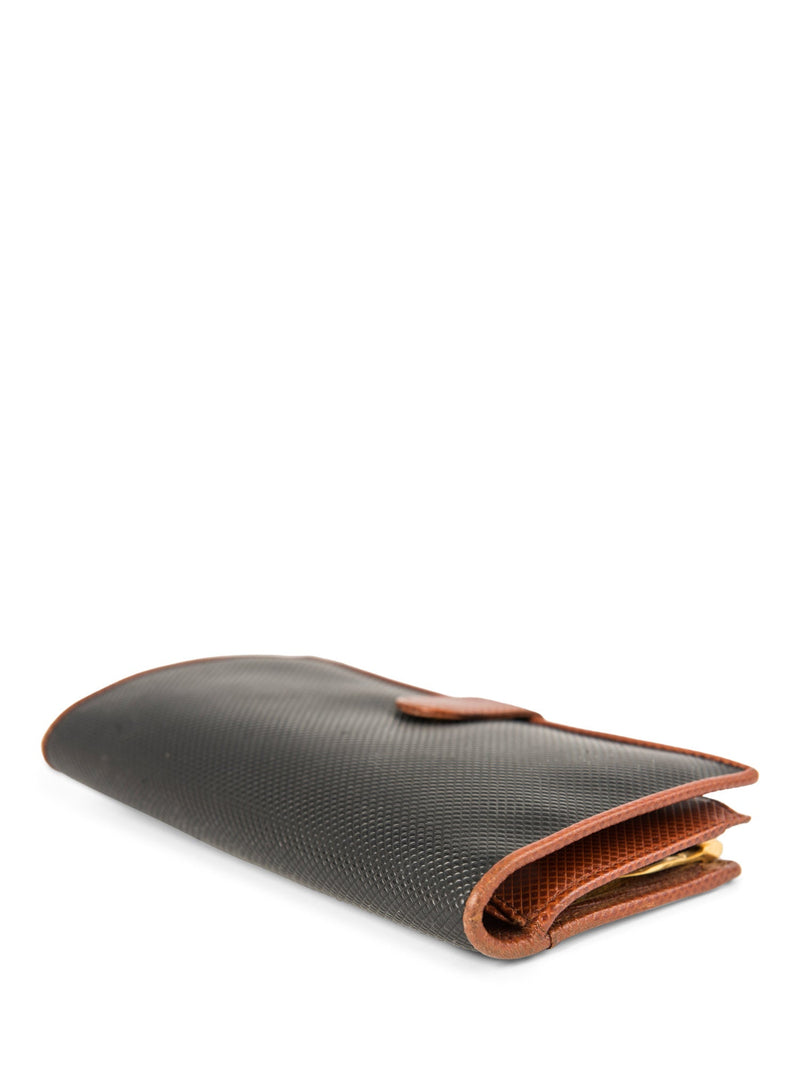 Bottega Veneta Leather Kisslock Wallet Black Brown-designer resale