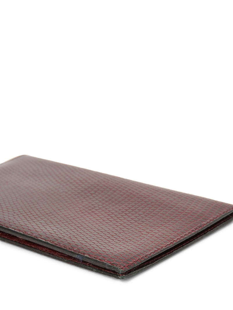 Bottega Veneta Shiny Exotic Skin Flap Wallet Burgundy-designer resale