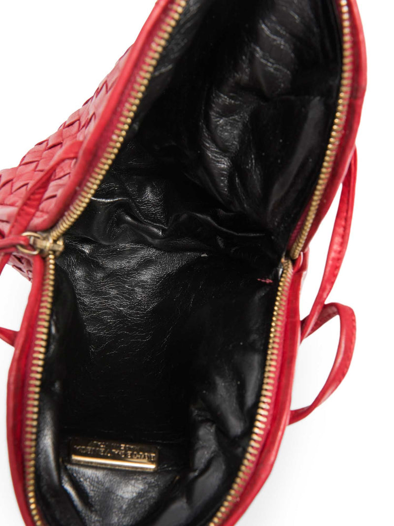 Bottega Veneta Vintage Intercciato Leather Tassel Messenger Bag Red-designer resale