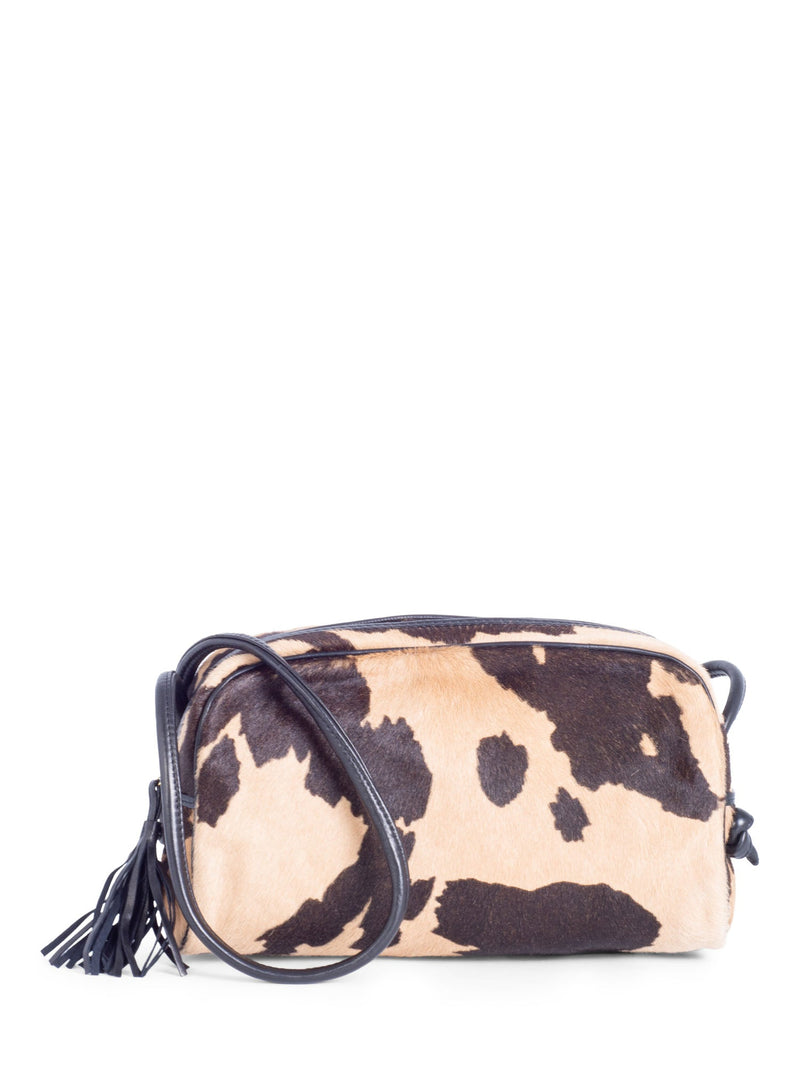 Bottega Veneta Vintage Leather Cowhide Tassel Messenger Bag Brown Black-designer resale