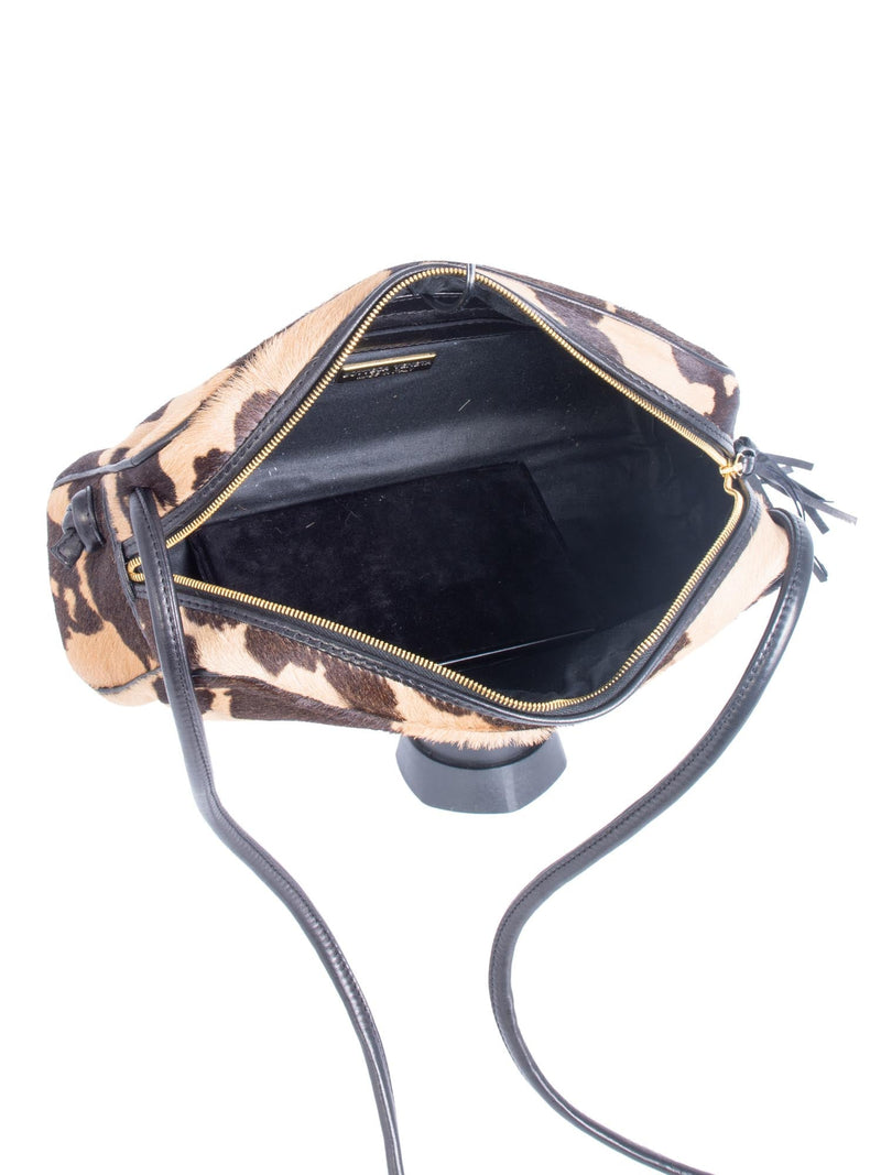 Bottega Veneta Vintage Leather Cowhide Tassel Messenger Bag Brown Black-designer resale