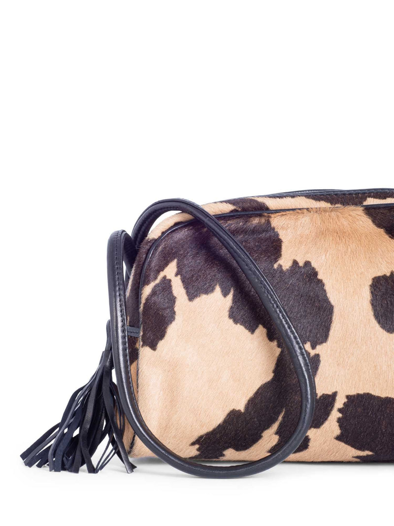 Bottega Veneta Vintage Leather Cowhide Tassel Messenger Bag Brown Black-designer resale