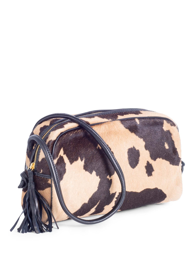 Bottega Veneta Vintage Leather Cowhide Tassel Messenger Bag Brown Black-designer resale