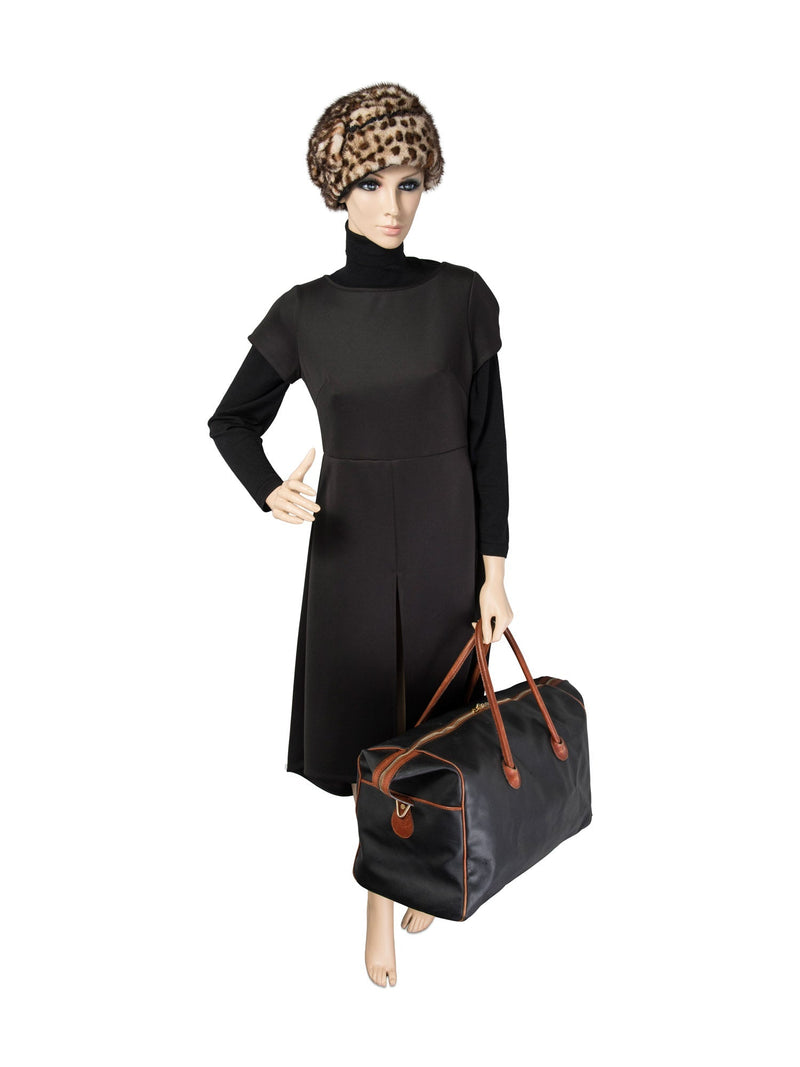 Bottega Veneta Vintage Leather Duffle Weekender Bag Black Brown-designer resale