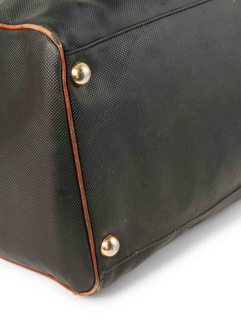 Bottega Veneta Vintage Leather Duffle Weekender Bag Black Brown-designer resale