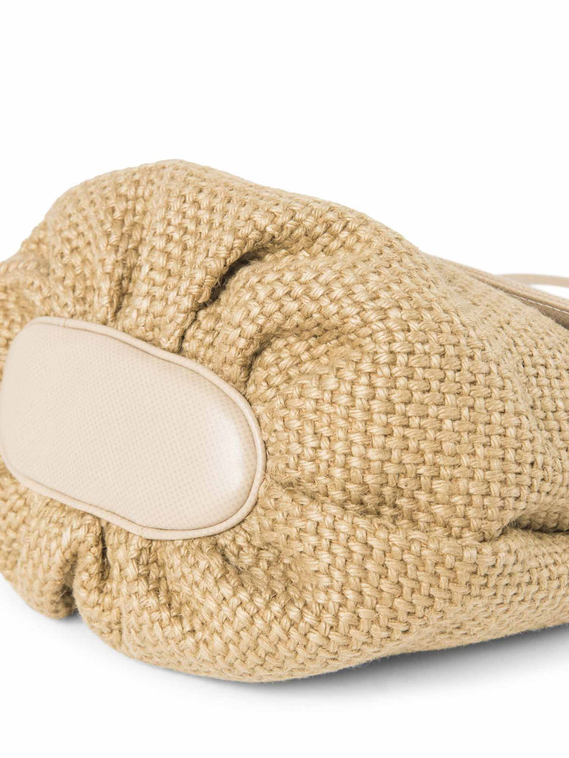 Bottega Veneta Vintage Raffia Flap Shoulder Bag Beige-designer resale