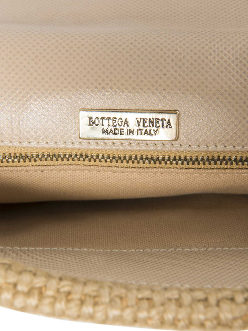 Bottega Veneta Vintage Raffia Flap Shoulder Bag Beige-designer resale