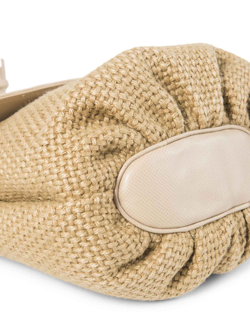 Bottega Veneta Vintage Raffia Flap Shoulder Bag Beige-designer resale