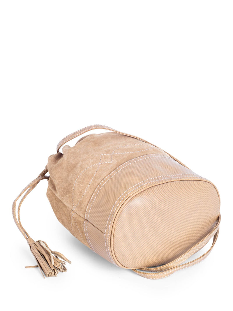 Bottega Veneta Vintage Suede Tassel Bucket Bag Taupe Beige-designer resale