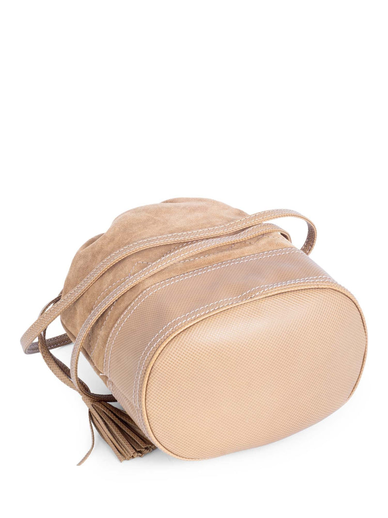 Bottega Veneta Vintage Suede Tassel Bucket Bag Taupe Beige-designer resale