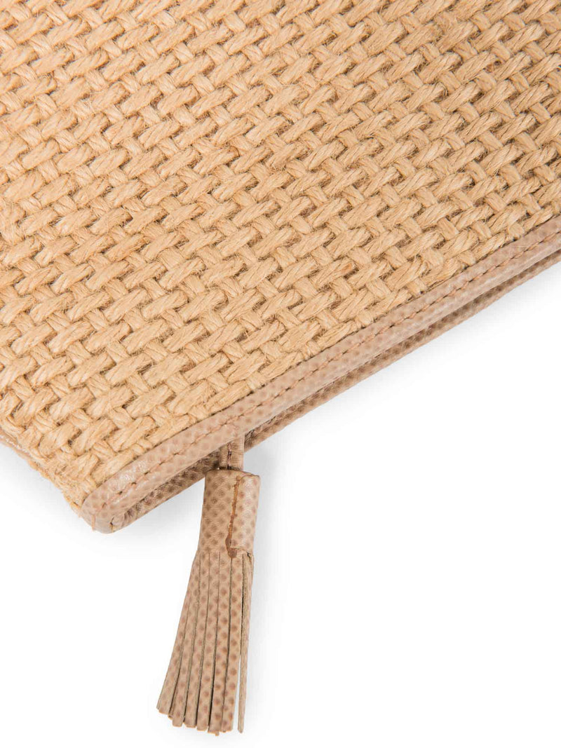 Bottega Veneta Vintage Woven Raffia Large Clutch Beige-designer resale