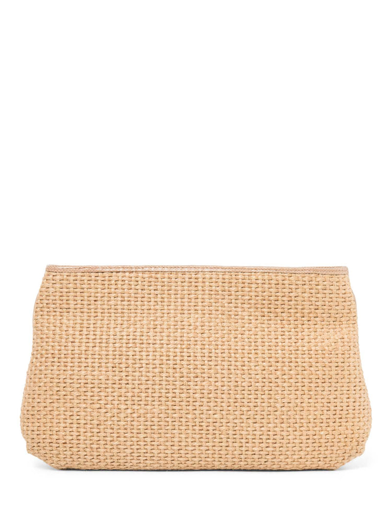 Bottega Veneta Vintage Woven Raffia Large Clutch Beige-designer resale