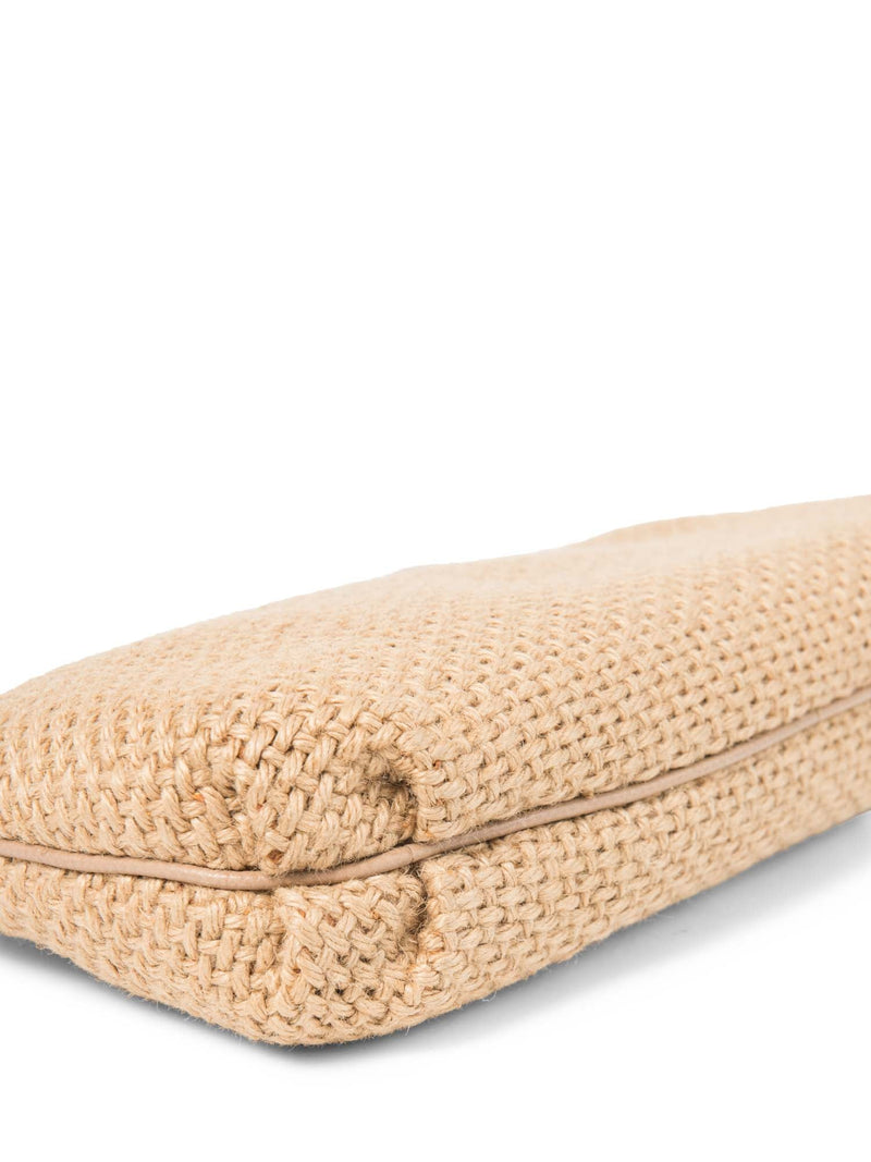 Bottega Veneta Vintage Woven Raffia Large Clutch Beige-designer resale