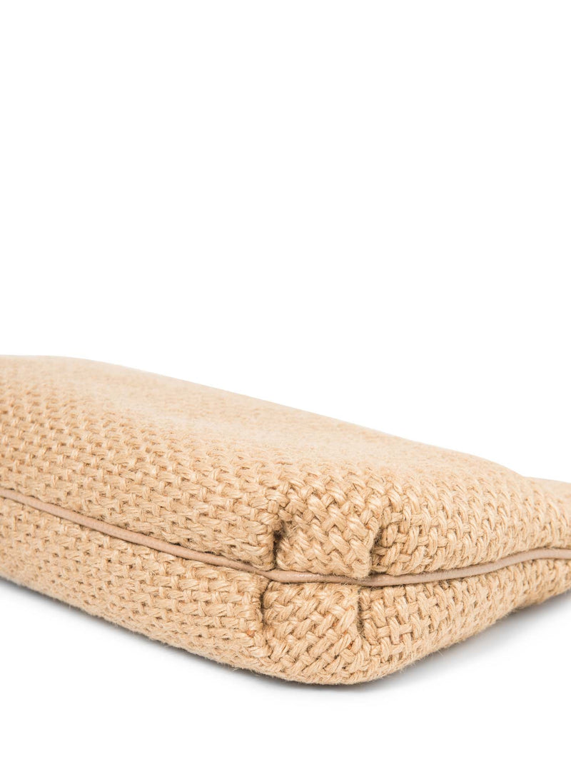 Bottega Veneta Vintage Woven Raffia Large Clutch Beige-designer resale