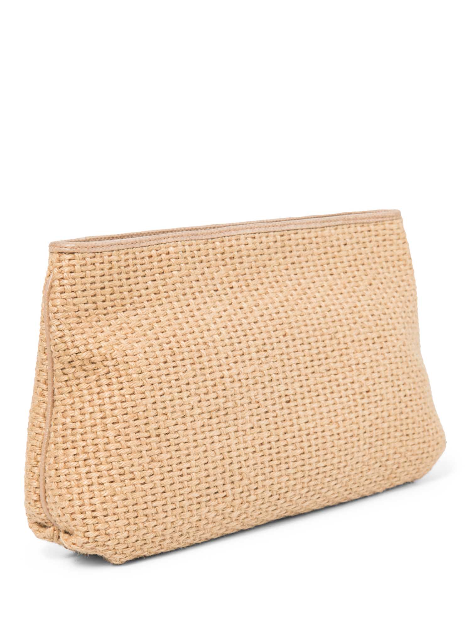 Bottega Veneta Vintage Woven Raffia Large Clutch Beige-designer resale