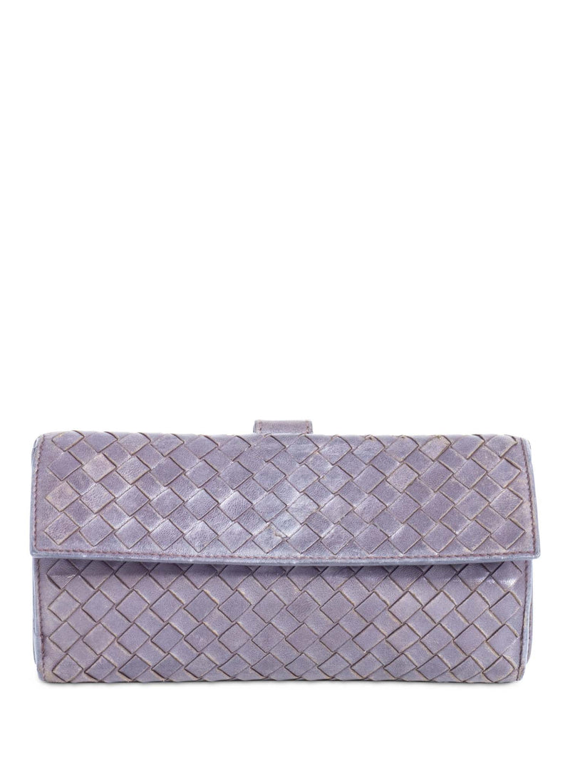 Bottega Vintage Veneta Nappa Intrecciato Flap Wallet Brown-designer resale