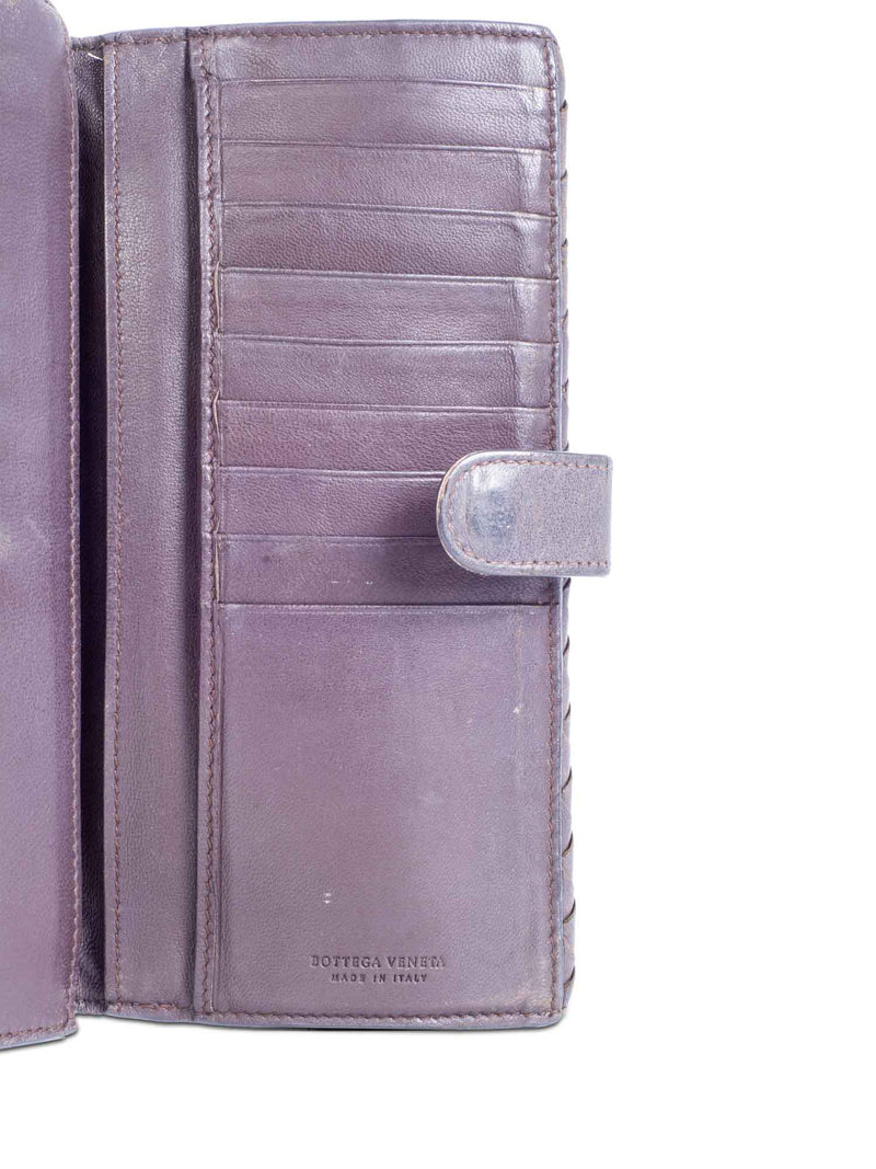 Bottega Vintage Veneta Nappa Intrecciato Flap Wallet Brown-designer resale