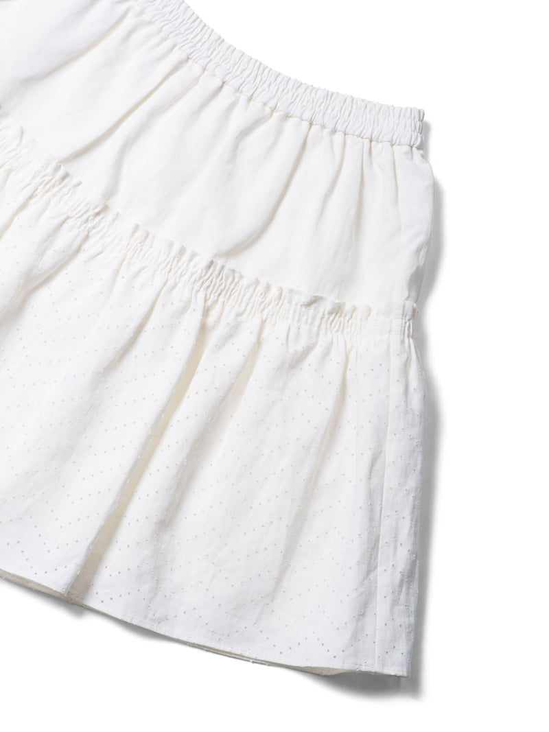 Brunello Cucinelli Eyelet Cotton Ruffle Mini Skirt White-designer resale