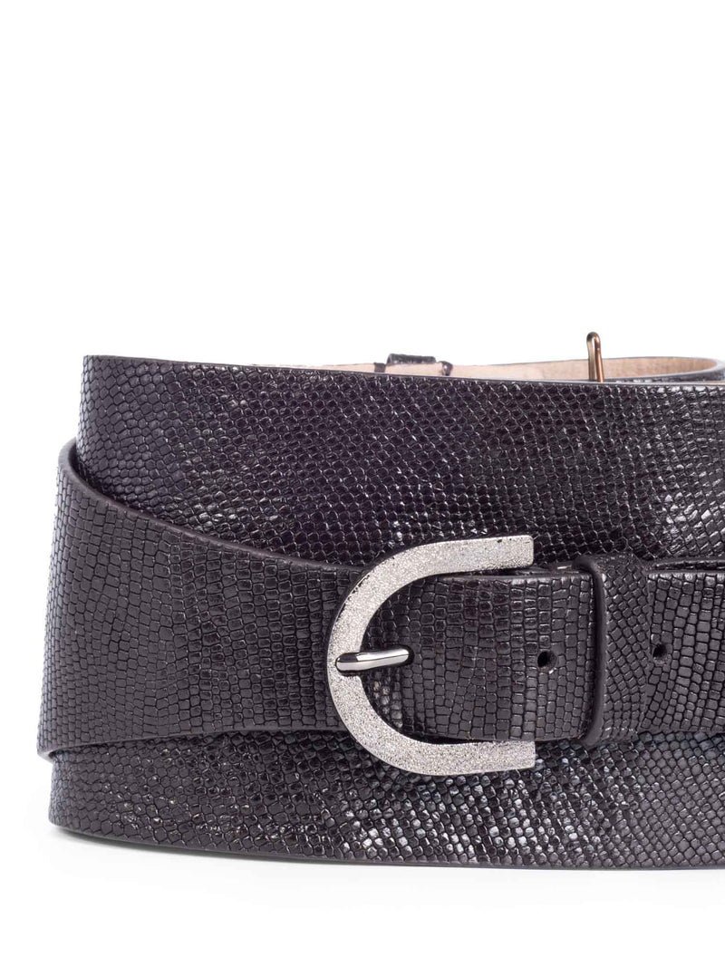 Brunello Cucinelli Leather Monili Buckle Wide Corset Belt Brown-designer resale