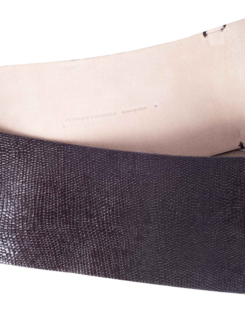 Brunello Cucinelli Leather Monili Buckle Wide Corset Belt Brown-designer resale