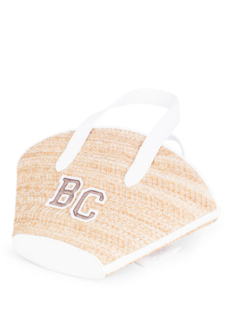 Brunello Cucinelli Logo Raffia Top Handle Mini Bucket Bag White-designer resale