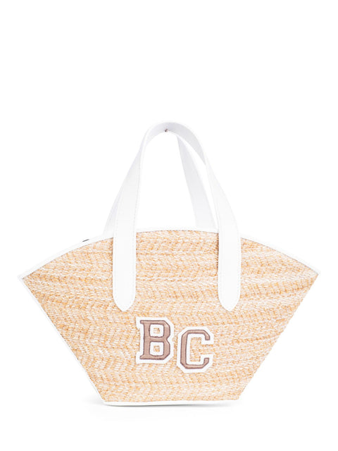 Brunello Cucinelli Logo Raffia Top Handle Mini Bucket Bag White-designer resale