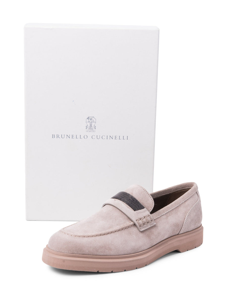 ローファー・オックスフォード BRUNELLO CUCINELLI Woman Loafers Ecru MZ12G2956 Suede loafers in beige - Brunello Cucinelli | Mytheresa