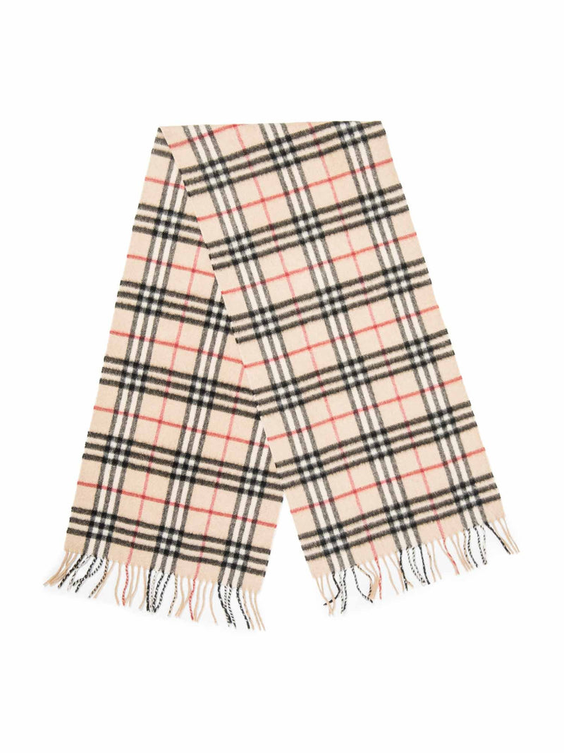 Burberry Cashmere House Check Fringe Scarf Brown-designer resale