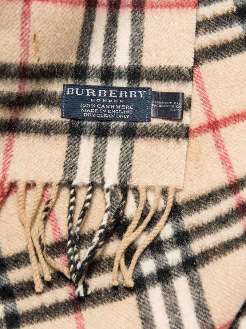 Burberry Cashmere House Check Fringe Scarf Brown-designer resale