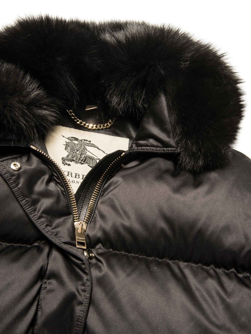 Burberry Fur Collar Oversized Puffer Down Jacket Black-designer resale