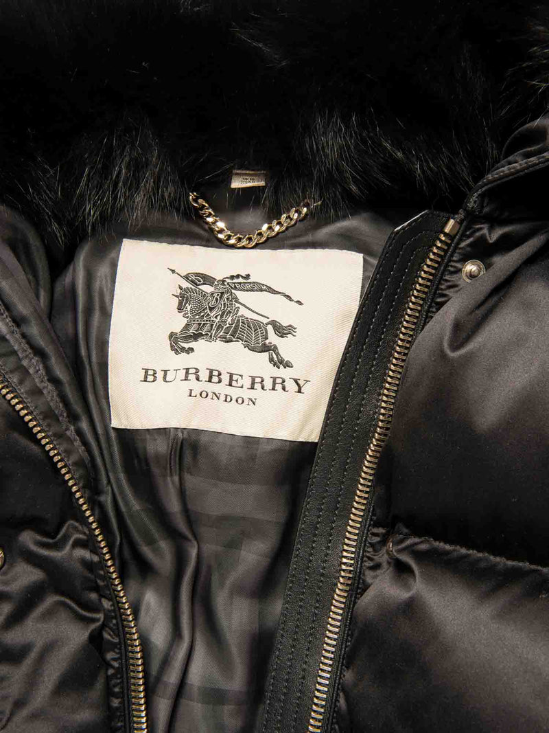Burberry Fur Collar Oversized Puffer Down Jacket Black-designer resale