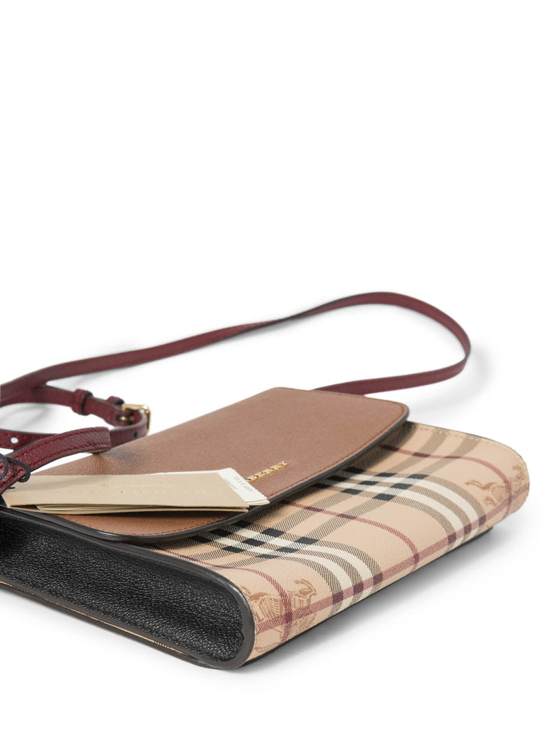 Burberry Haymarket Check Flap Messenger Bag Beige Brown-designer resale