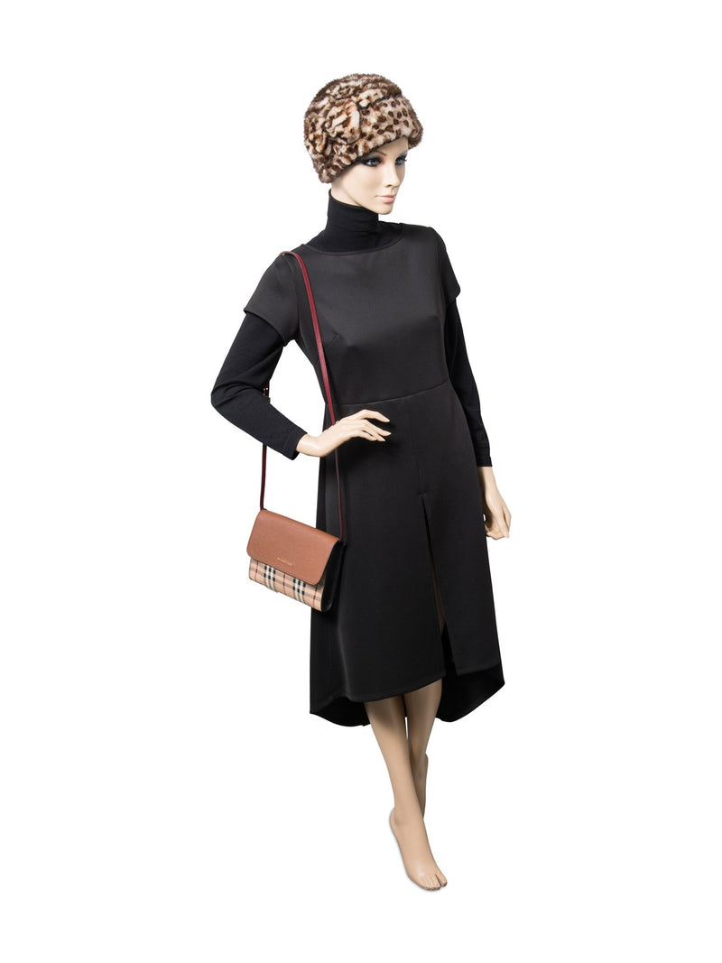 Burberry Haymarket Check Flap Messenger Bag Beige Brown-designer resale