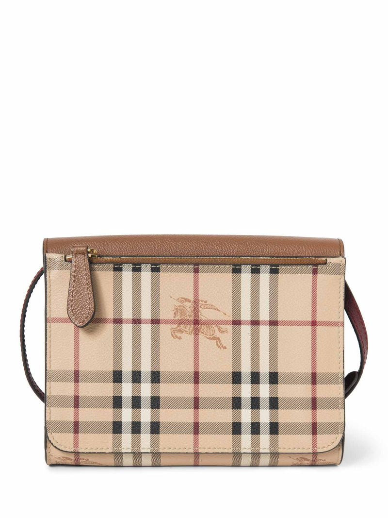 Burberry Haymarket Check Flap Messenger Bag Beige Brown-designer resale