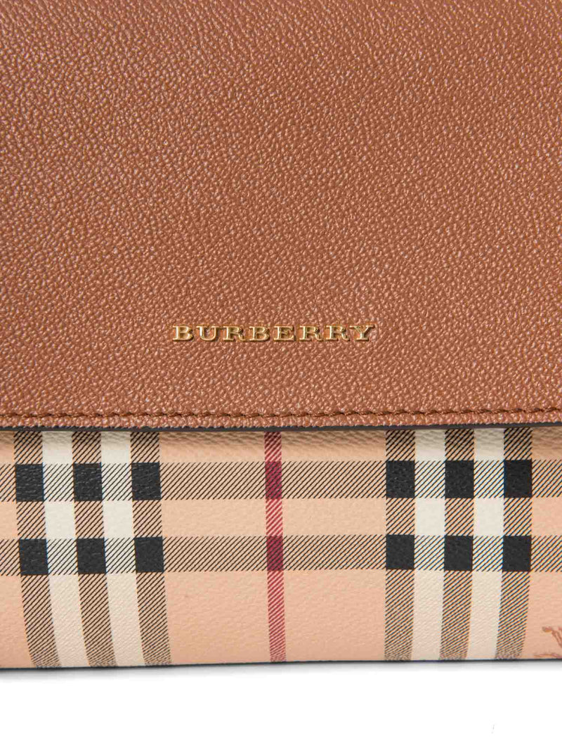 Burberry Haymarket Check Flap Messenger Bag Beige Brown-designer resale