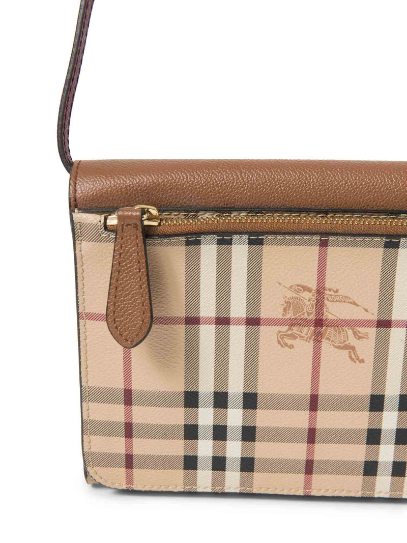 Burberry Haymarket Check Flap Messenger Bag Beige Brown-designer resale
