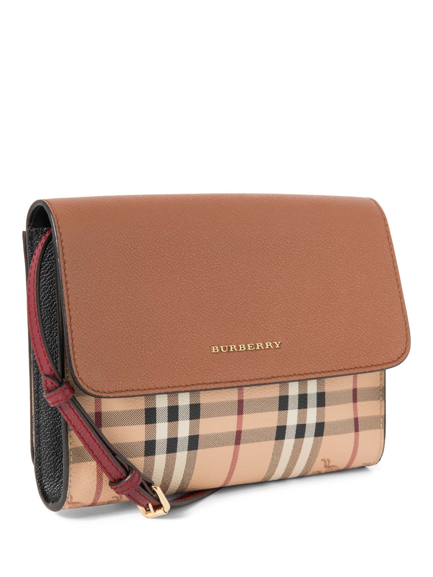 Burberry Haymarket Check Flap Messenger Bag Beige Brown-designer resale