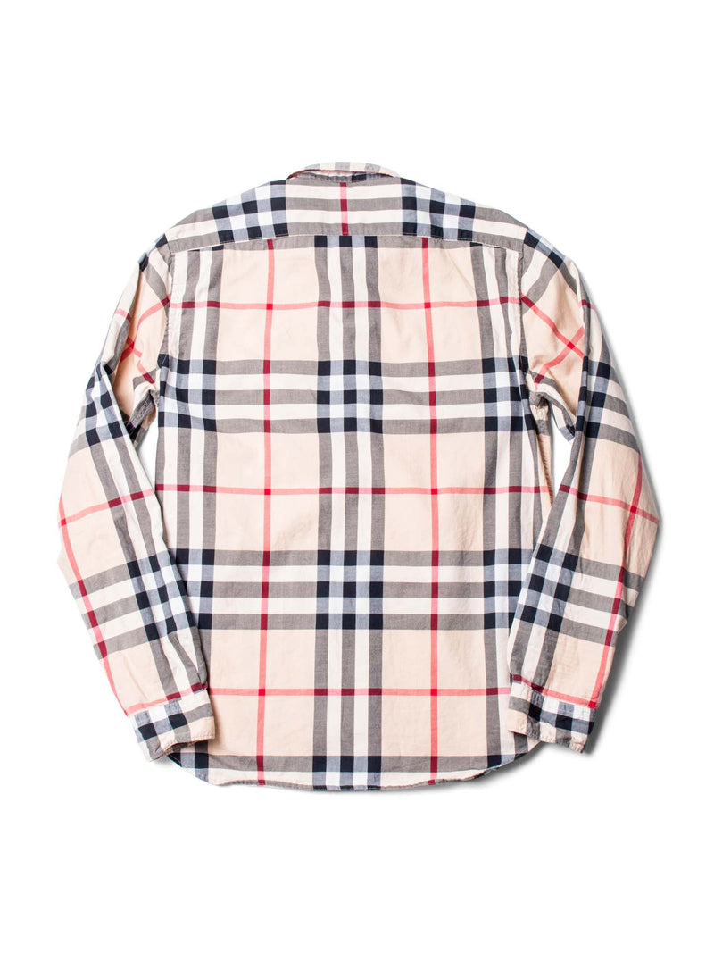 Burberry House Check Cotton Collared Button Up Boyfriend Shirt Beige-designer resale