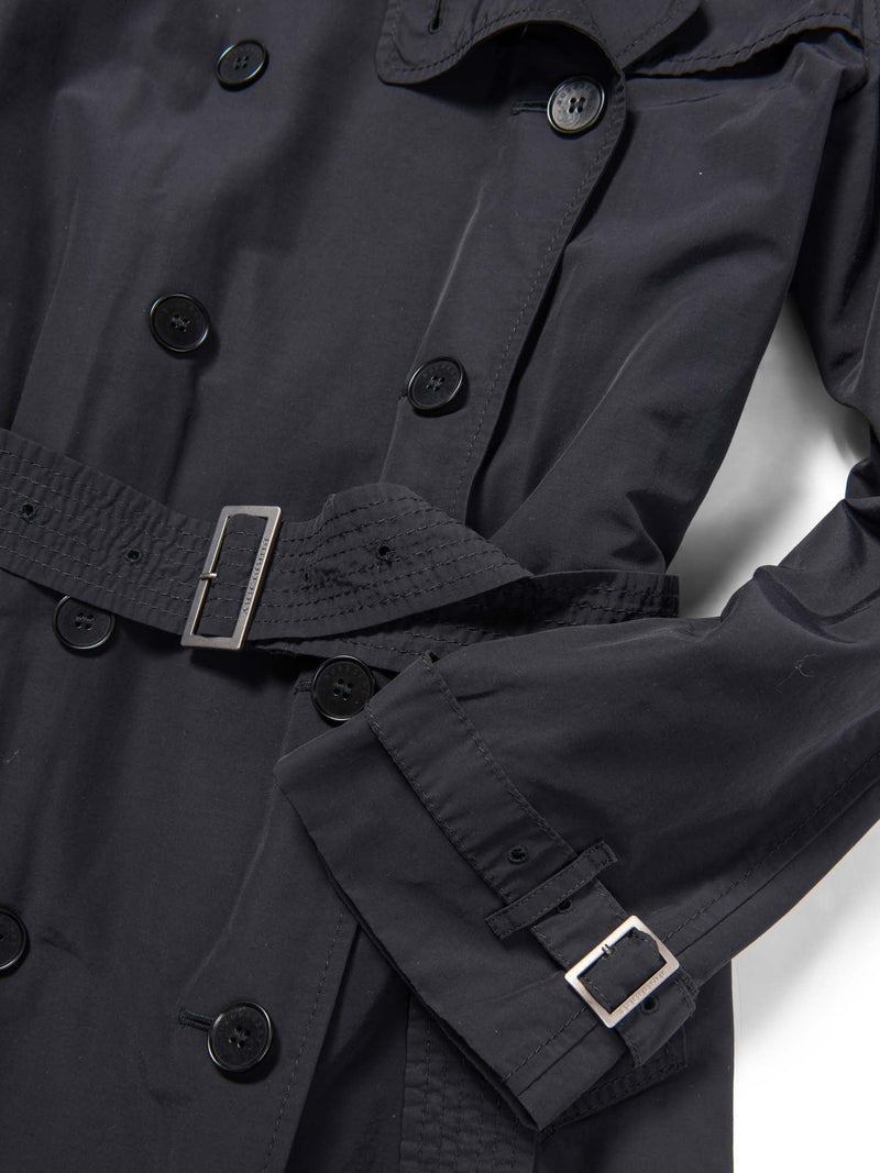 Burberry House Check Wool Lined Trench Coat Black-designer resale